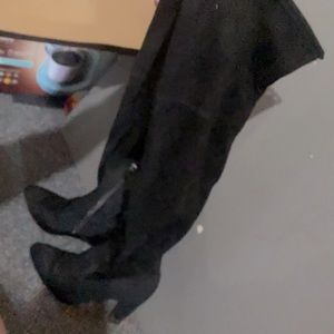 Black, suede, over the knee boots, size 6.5